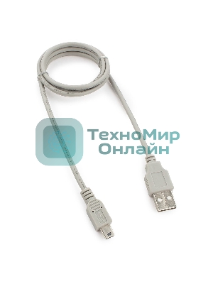 Кабель USB2.0 Cablexpert CC-USB2-AM5P-3-N, AM/MiniUSB, медь, экран, Pro, 0.9м серый, пакет