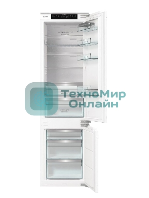 Встраиваемый холодильник Gorenje NRKI519E82WF, 193 см, электронное управление, цифровой дисплей, Wi-Fi, NoFrost Dual, Multiflow 360, контейнер CrispZone с контролем влажности, функция ConvertActive, AdaptTech, MultiAdjust, жесткое крепление, инверторный компрессор, уровень шума 35 дБ