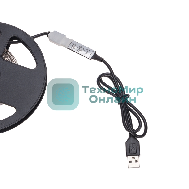 Лента светодиодная 5В, SMD5050, 7,2Вт/м, 30 LED/м, RGb, 10мм, 3м, с USB коннектором, черная, IP20 LAMPER