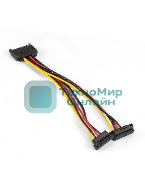 Кабель питания SATA ExeGate EX-CC-SATAM2F-0.15A (15pin M/2x15pinF, угловые разъемы, 0,15м)
