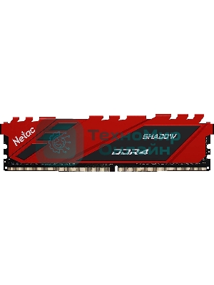 Оперативная память NETAC Shadow, DDR4, 8GB (1x8GB), 3200MHz, CL16, DIMM, с радиаторами, красный