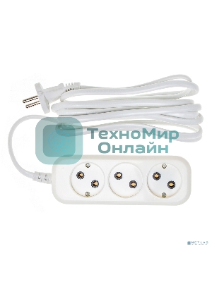 Сетевой удлинитель Buro BU-PSL3.3/W 3 м (3 розетки) белый (пакет ПЭ)