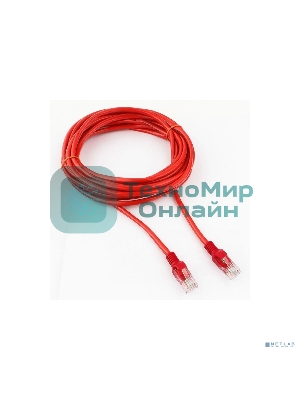Патч-корд UTP Cablexpert cat.5e, 5м, литой, многожильный (красный)