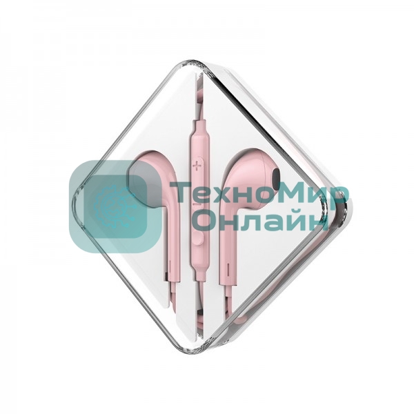 Проводные наушники Hoco M55 розовый, внутриканальные, Jack 3.5 мм