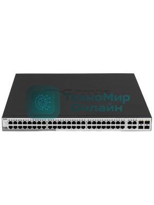 Коммутатор D-Link DGS-1210-52MPP/E2A, 48×1 Гбит/с + 4×1 Гбит/с SFP, настраиваемый