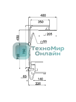SL144-009DK Душевая система, Ø35
