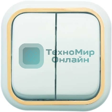 Выключатель Кунцево-Электро 2-кл. ОП Валентина 10А IP20 А56-025 белый/зол.