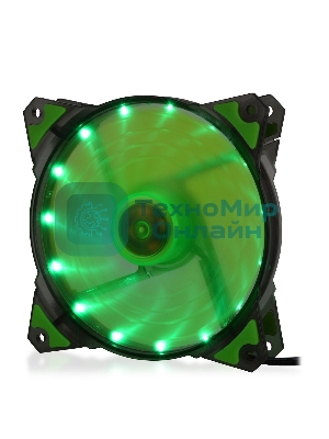 Вентилятор для корпуса Crown CMCF-12025S-1222 черный/зеленый, 120 мм, 1650 об/мин, 28 дБ, 3 pin