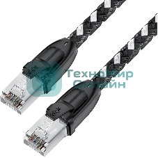 Патч-корд GCR PROF прямой 5.0m, UTP медь cat.6, STRONG черно-белый нейлон, ethernet high speed 10 Гбит/с, T568B, GCR-52779