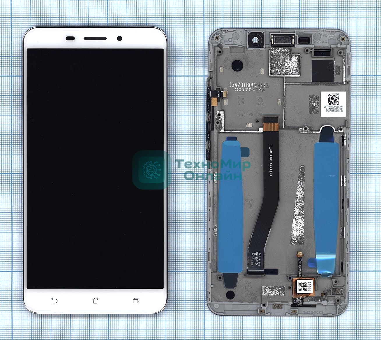 Дисплей для Asus ZenFone 3 Laser ZC551KL белый с рамкой