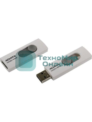 Флешка USB ADATA UV220 (AUV220-64G-RWHGY), 64Gb, USB 2.0, R/W 15/5, белый/серый