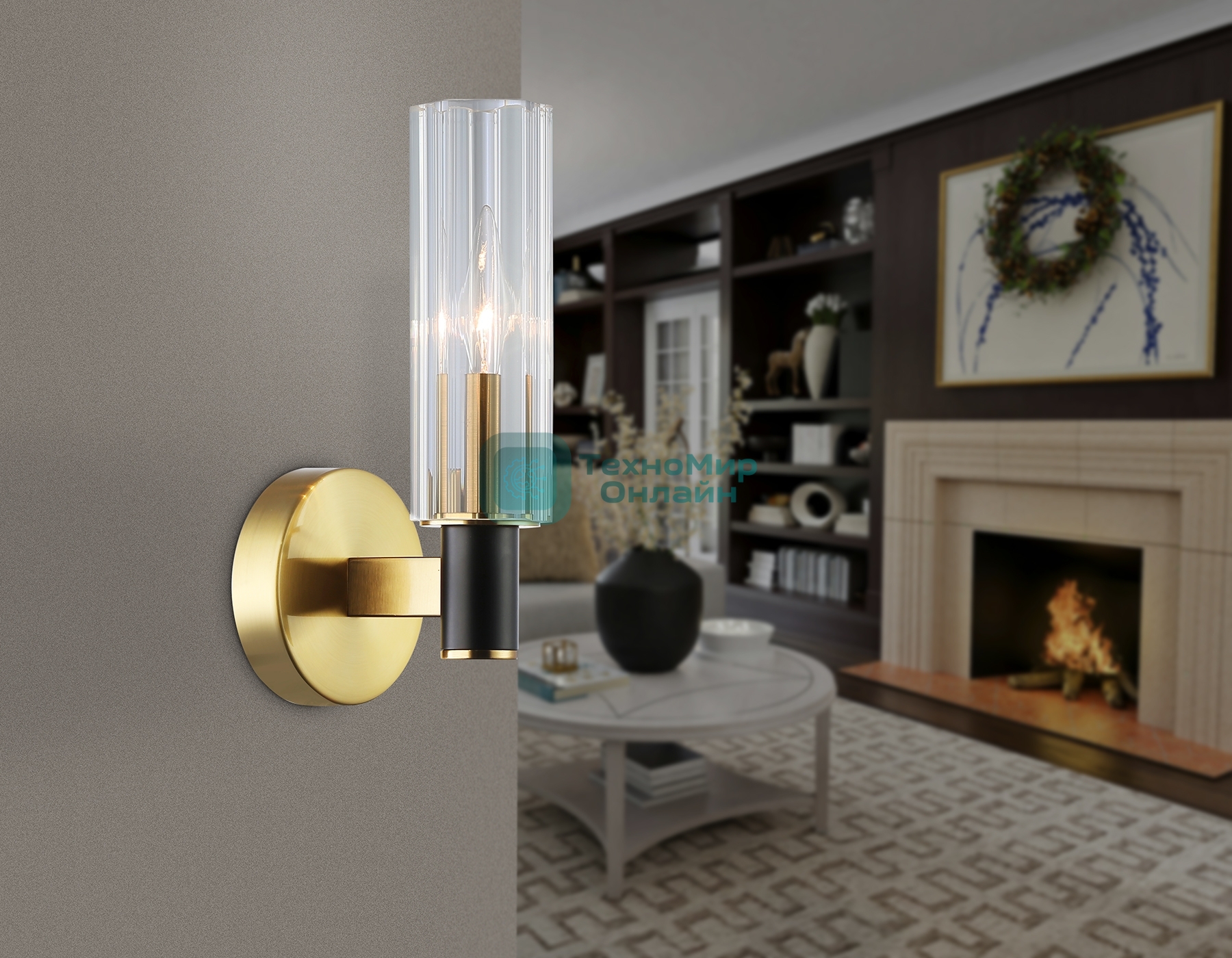 Настенный светильник Ambrella light LH55517 BK/BS/CL черный/латунь/прозрачный E14 max 40W 120*100*250