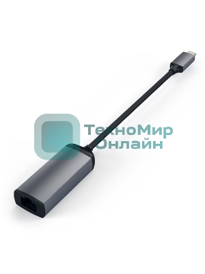 Адаптер Satechi Type-C to Gigabit Ethernet. Поддержка 10/100/1000Mbps Ethernet, серый космос