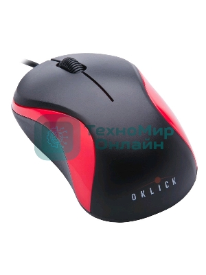 Мышь проводная Oklick 115S черный/красный, 1200 dpi, USB, кнопки - 3