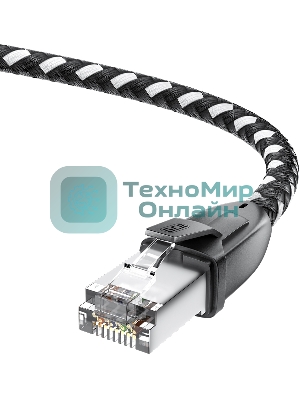 Патч-корд GCR PROF прямой 5.0m, UTP медь cat.6, STRONG черно-белый нейлон, ethernet high speed 10 Гбит/с, T568B, GCR-52779