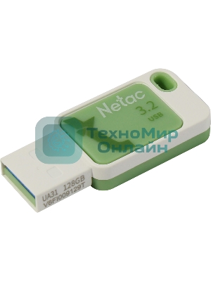 Флешка USB Netac UA31 (NT03UA31N-128G-32GN), 128Gb, USB 3.2, R/W 110/45, зеленый/белый
