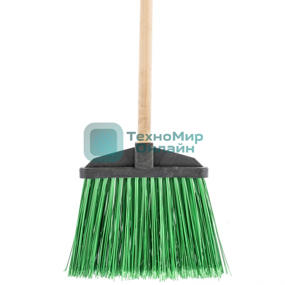 Метла полипропиленовая Сибртех, 345х200х1420 мм, веерная распушенная, деревянный черенок