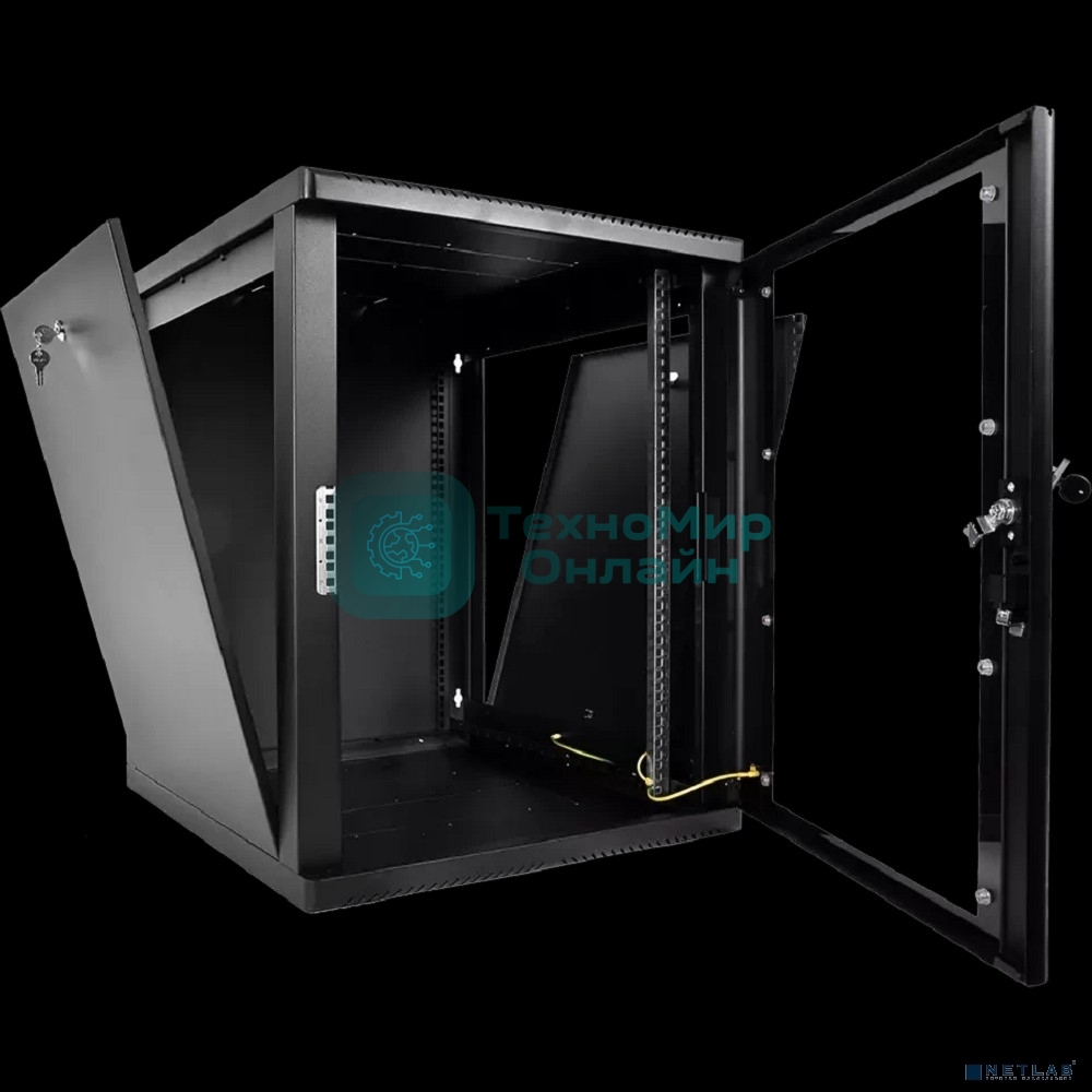 Шкаф телекоммуникационный настенный разборный ЦМО 15U (600 x 650) съемные стенки, дверь стекло, черный (ШРН-М-15.650-9005)