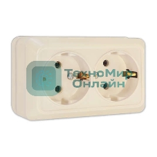 Розетка 2-м ОП Олимп 16А с заземл. беж. UNIVersal Б-О0128