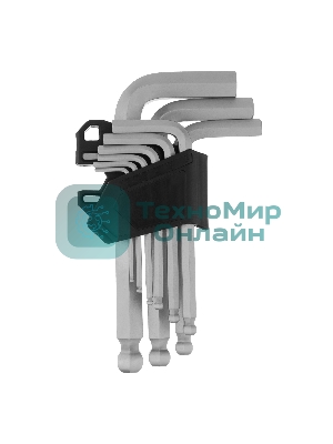 Набор ключей имбусовых Сибртех HEX, 2-12 мм, CrV, 9 шт., с шаром