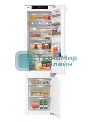 Встраиваемый холодильник Gorenje NRKI519E82WF, 193 см, электронное управление, цифровой дисплей, Wi-Fi, NoFrost Dual, Multiflow 360, контейнер CrispZone с контролем влажности, функция ConvertActive, AdaptTech, MultiAdjust, жесткое крепление, инверторный компрессор, уровень шума 35 дБ