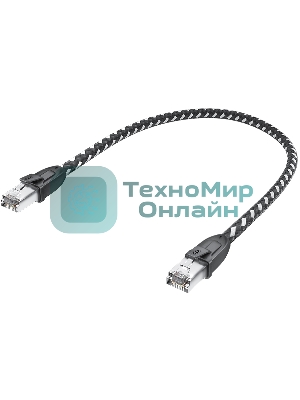 Патч-корд GCR PROF прямой 5.0m, UTP медь cat.6, STRONG черно-белый нейлон, ethernet high speed 10 Гбит/с, T568B, GCR-52779