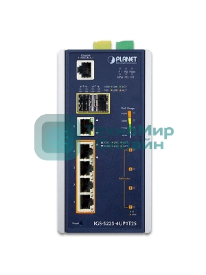 Коммутатор PLANET IP30 Industrial L2+/L4 4-Port 60W 1000T Ultra PoE+ 1-Port 1000T + 2-port 100/1000X SFP Full Managed Switch (-40 to 75 C, dual redundant power input on 48~56VDC terminal block, DIDO, ERPS Ring Supported, 1588)