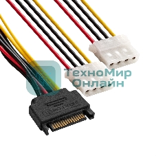 Кабель питания SATA ExeGate EX-CC-SATAM2MF-0.15 (15pin M/2xMolex F, 0,15м)
