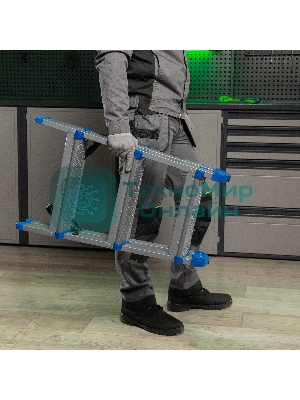 Стремянка двухсторонняя Сибртех 3 ст., сталь профиль, стальные ступени