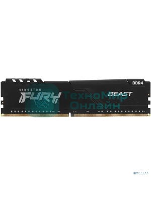 Оперативная память Kingston Fury Beast, DDR4, 32GB (1x32GB), 3600MHz, CL18, DIMM, с радиатором, черный