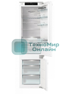 Встраиваемый холодильник Gorenje NRKI519E82WF, 193 см, электронное управление, цифровой дисплей, Wi-Fi, NoFrost Dual, Multiflow 360, контейнер CrispZone с контролем влажности, функция ConvertActive, AdaptTech, MultiAdjust, жесткое крепление, инверторный компрессор, уровень шума 35 дБ