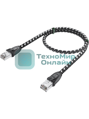 Патч-корд GCR PROF прямой 5.0m, UTP медь cat.6, STRONG черно-белый нейлон, ethernet high speed 10 Гбит/с, T568B, GCR-52779