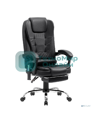 Кресло Defender CARDINAL черный, экокожа, 120 кг, подставка для ног, механизм качания