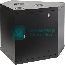 Шкаф настенный угловой, 6U 600x600, стеклянная дверь, черный