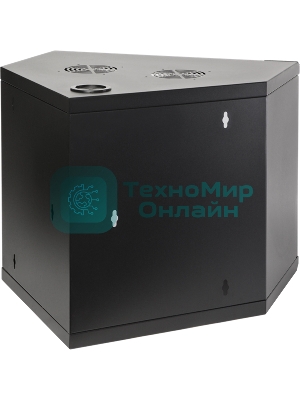 Шкаф настенный угловой, 6U 600x600, стеклянная дверь, черный
