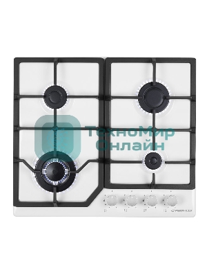 Газовая варочная панель Maunfeld EGHE.64.43CW/G, 4 конфорки, эмалированная сталь, белый