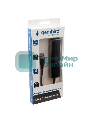 Концентратор USB 3.0 Gembird UHB-C354, 4 порта, с доп питанием