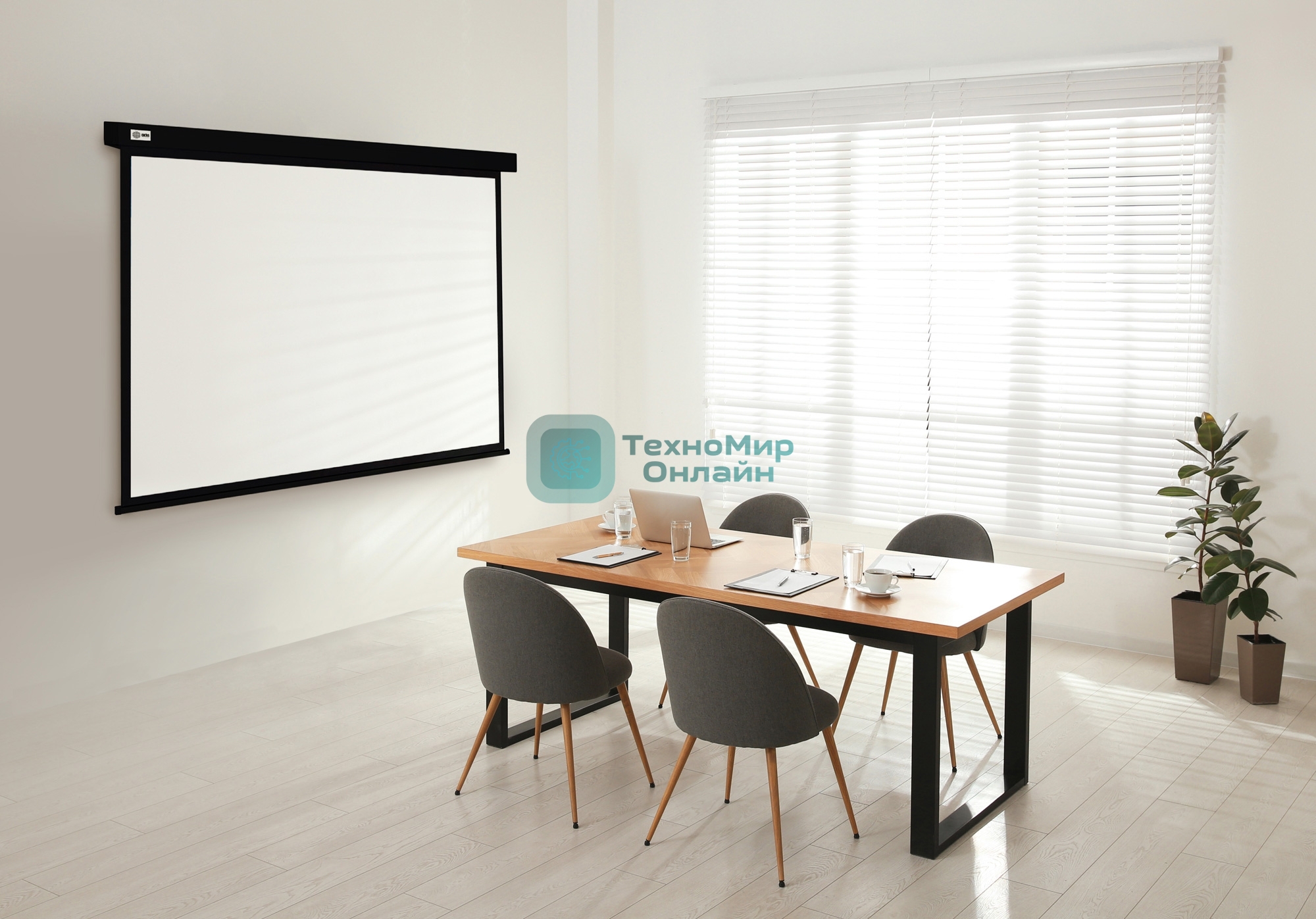 Экран Cactus 213x213см Wallscreen CS-PSW-213X213-BK 1:1 настенно-потолочный рулонный черный