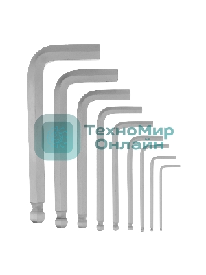 Набор ключей имбусовых Сибртех HEX, 2-12 мм, CrV, 9 шт., с шаром