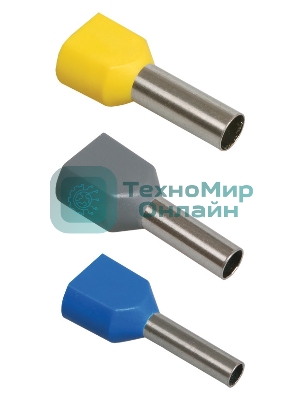 Наконечник-гильза изол. НГИ2 2.5-12 син. (уп. 100 шт) IEK UTE10-D3-3-100