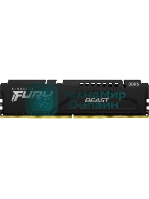 Оперативная память Kingston Fury Beast, DDR5, 32GB (1x32GB), 5200MHz, CL40, DIMM, радиатор, черный