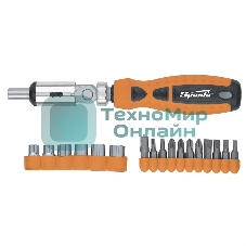 Отвертка Sparta реверсивная с шарниром биты торцевые головки 18шт.