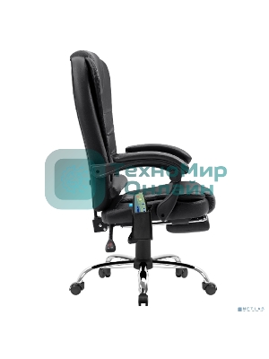 Кресло Defender CARDINAL черный, экокожа, 120 кг, подставка для ног, механизм качания