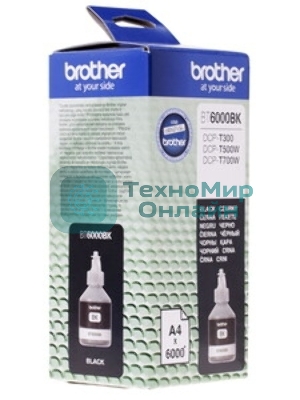Чернила пигментные Brother BT6000BK черный (108 мл, 6000 стр.) для Brother DCP-T300/T500W/T700W