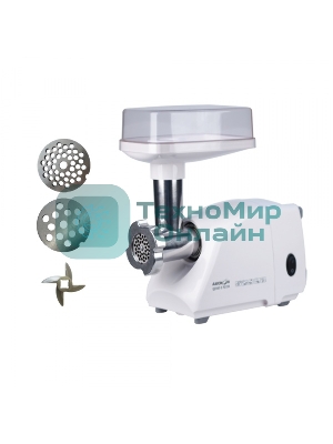 Мясорубка электрическая Аксион М14.01 белый, 600 Вт, 0.5 кг/мин, защита от перегрузки, насадки - 2