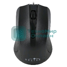 Мышь проводная Oklick 225M черный, 1200 dpi, USB, кнопки - 3