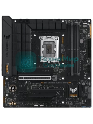 Материнская плата ASUS TUF GAMING B760M-PLUS, LGA 1700, Intel B760, 4xDDR5, 4xSATA, 2xM.2, 1xPCIe 5.0 x16, 1xPCIe 4.0 x4, 1xPCIe x1, 2xUSB-A 3.2 Gen 2, 3xUSB-A 3.2 Gen 1, 2xUSB 2.0, 1xUSB-C 3.2 Gen 2x2, 1x2.5Gb LAN, 5x3.5 мм, 7.1, mATX