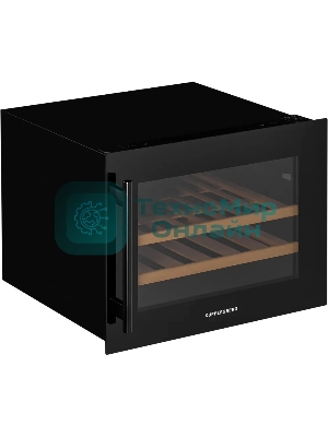 Винный шкаф Kuppersberg RBW 45, встраиваемый, High-Tech, объем 62 л, вместимость 28 бутылок, диапазон температуры 5-20 градусов, 2 полки из бука, LCD дисплей, уровень шума 40 дБ, черный