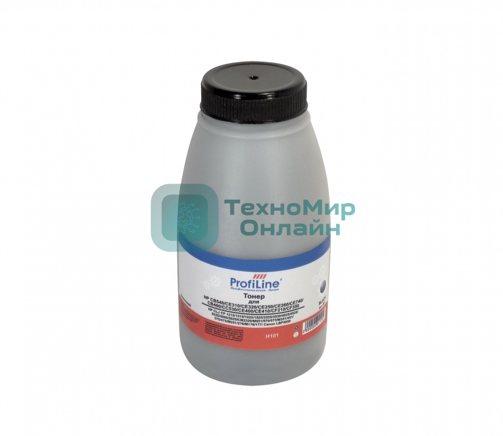 Тонер ProfiLine PL-CB540/CE310/CE320/CE250/CE260/CE740/CB400/CC530/CE400/CE410/CF210/CF350 для HP CLJ CP 1215/1515/1025/1525/3525/4025/5225/4005/2025/M551/351/251/176/Canon LBP5050 черный 55 гр (H101) Фасовка РФ (химический)