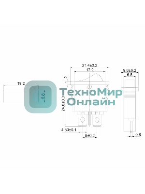 Выключатель клавишный Rexant 250V 6А (2с) ON-OFF черный Mini